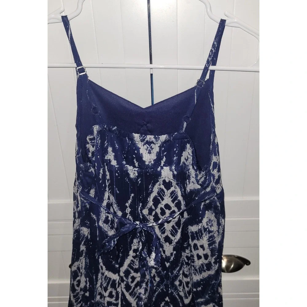 Justice Girls Navy Blue Ikat Maxi Dress Sequin Metallic Shimmer Size 12 Boho